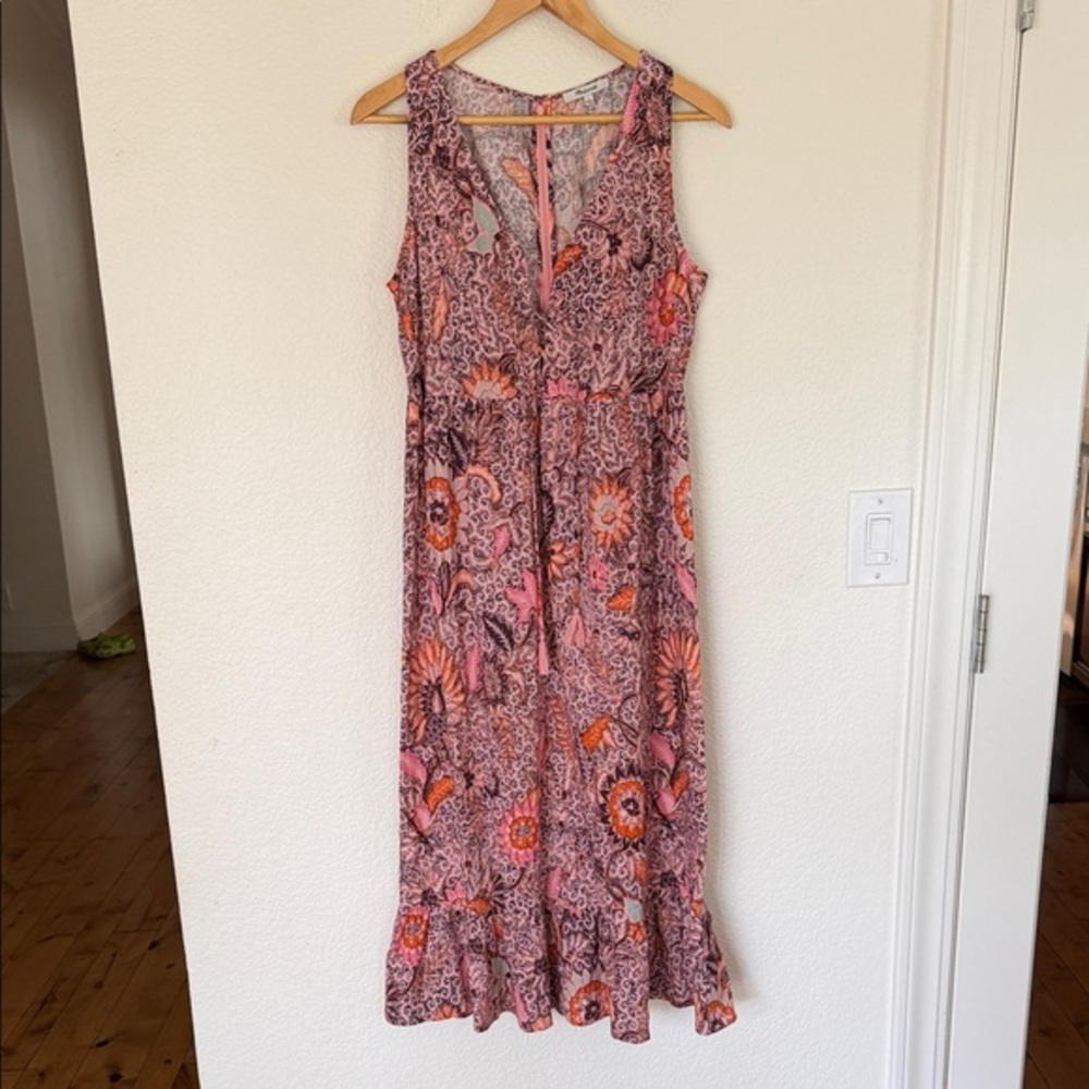 Madewell Vibrant Floral Maxi Dress in Pink and Orange